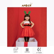 [AMBER] 2-7T Fur Satin Christmas Dress | Girls Christmas Costume FK87