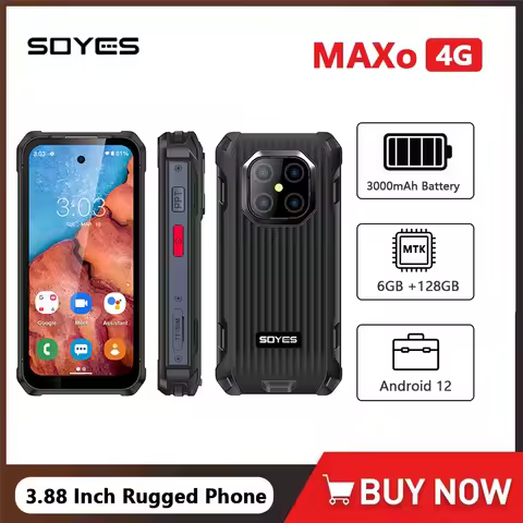 SOYES MAXo MINI Rugged Phone Waterproof 6GB+128GB Mobile Phone 3000mAh Flashlight PTT/SOS 3.88 Inch 