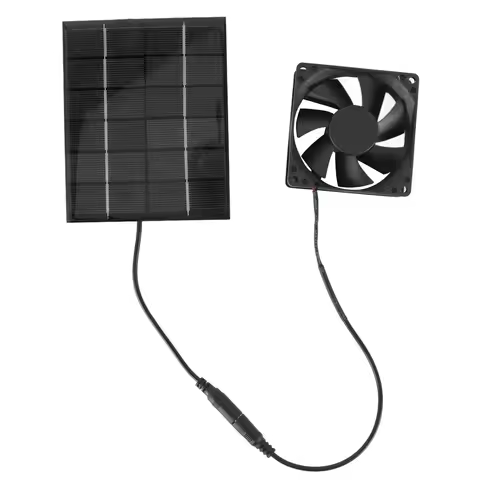 Solar Fan Solar Panel Fan Exhaust Air Ventilation Heat Dissipation Tool for Greenhouse Shed Solar Pa