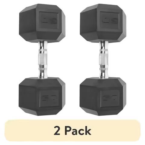 Barbell, 8lb Coated Rubber Hex Dumbbell, Pair
