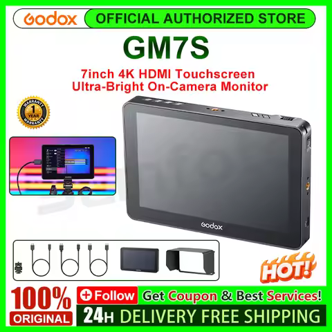 Godox GM7S 4K HDMI 7 inch Ultra Bright Camera DSLR Monitor 3D LUT Touch Screen IPS FHD 1920x1080 Vid