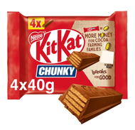 Kit Kat Chunky Milk Chocolate Bars Multipack 40g 4 Pack,  KitKat White Chocolate Chunky Bar, 160 g