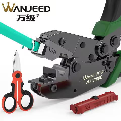 WANJEED RJ45 Crimper CAT6A CAT7 RJ45 Connector Crimper 8P8C SFTP CAT6A/CAT7/CAT8 Network Lan Cable C