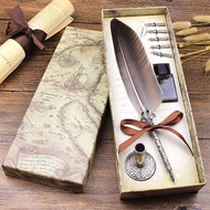 Pen Set Antique Quill Pen Exquisite Feather Pen With 6 Nibs 1 Ink Bottle 1 Pen Holder 0.5mm Ideal Gi