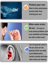 1對藍色矽膠防水和降噪耳塞，適用於游泳，閱讀和睡眠