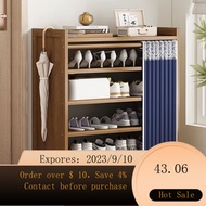 Shoe Rack-Layer Household Bamboo Shoe Cabinet Storage Rack Simple Dust-Proof Shoe Rack Shoe Cabinet Entry Door CINU