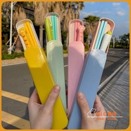Cute Chopsticks Spoon Set Two-Piece Children Creative Student Single Stainless Steel Tableware Box P