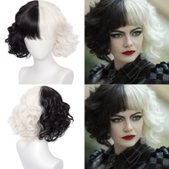 Movie Cruella De Vil Cotume For Adult Black White Witch Cosplay Dress Kid Girl Cruella Tuxedo Spotte