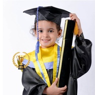 Toga Wisuda Anak TK / PAUD | Baju Wisuda Anak | Baju Toga Anak TK | Hijab | 1 Set Kuning List Hijau