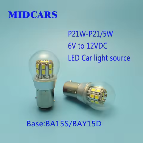 MIDCARS Hot-sale 1157 Dual-intensity 6V LED Bulb, BAY15d P21/5W SMD LEDs ship Indicator Light, Rear 