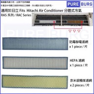淨博 - 適用於日立Hitachi 分體式冷氣RAS / RAC全系列替換用空氣濾網濾芯組 (共4片)