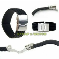 BEST Watch Rubber Strap 20mm 22mm 24mm Rubber Strap Silicone Rubber Black - 24