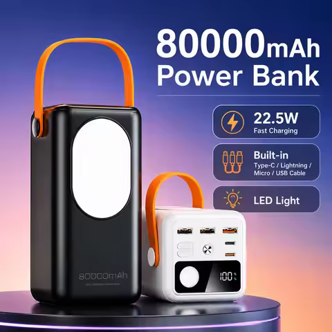 Power Bank 80000mAh Large Capacity USB Fast Charger Portable 50000mah 30000mAh Mobile External Batte