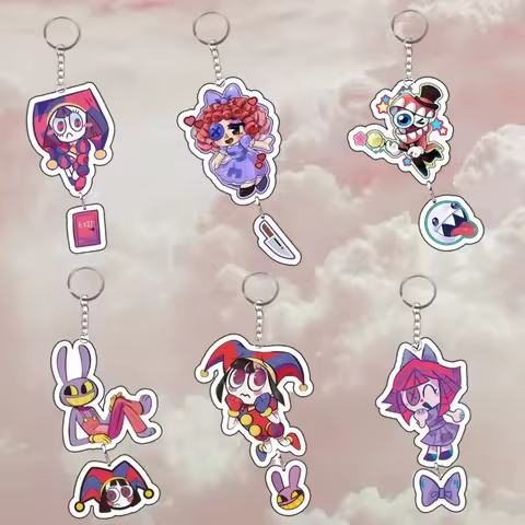 For TADC Pomni Kinger Ragatha Anime Peripheral Acrylic KeyChain Custom Cartoons Cute Decoration Pend