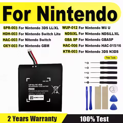 HDH-003 HAC-003 SPR-003 GBA SP HAC-006 Battery For Nintendo Switch Lite Console OXY003 3DS LL/XL Wii