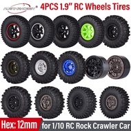 AUSTARHOBBY 4pcs 1/10 RC Tires 1.9inch Wheel Rim Hub Rubber Tyre for 1/10 Crawler