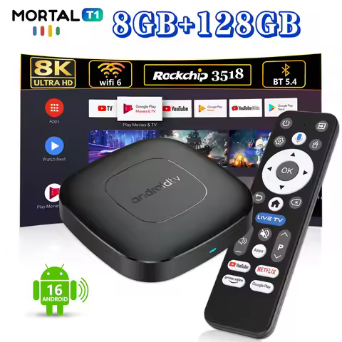 Mortal T1 Google Assistant Voice Control 4K UHD RK3518 Quad Core Bluetooth5 128G Video Games Streami