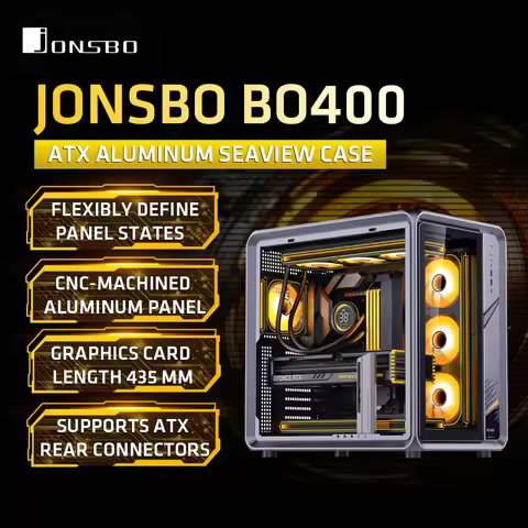 Jonsbo BO400 ATX Computer Case Aluminum Seaview Room Chassis 10 Fan Slots Computer Game Main Case Ba