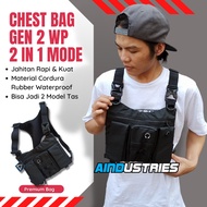 Tas Ransel Depan Dada Pria Tactical Pelidung Angin Terbaru 2022 Anti Air Brimob Polri Chestbag