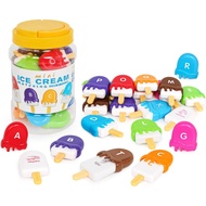 Mainan Pembelajaran Abjad Huruf Padanan ABC Mainan Motor Halus Mainan Aiskrim Dua Sebelah Aktiviti P