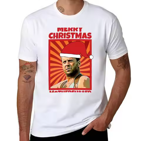 Merry Christmas, Bruce Willis T-Shirt men t shirt cotton 100% t shirts for man pack white T-Shirt