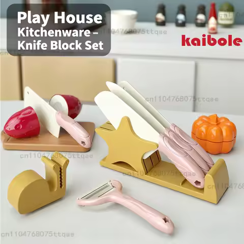 Kids Cooking Set 7Pieces Montessori Kitchen Tools Toddler Pretend Play Safe with Knife Board Can Cut