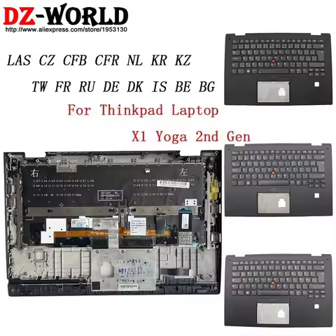Black Shell Upper Case Palmrest Cover With Backlit Keyboard For Lenovo Thinkpad X1 Yoga 2nd Gen 2 G2