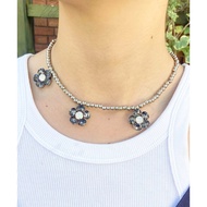 Cassieni Silver Flower Bijou Necklace