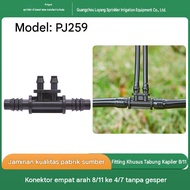 8/ 11mm Hose Tee Connector to 4 7mm Two-Way Hose