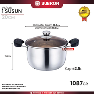 SUBRON Panci Sup 20cm Stainless TEBAL Soup Pot Tutup Kaca