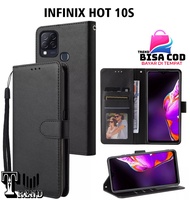 LEATHER CASE FLIP UNTUK INFINIX HOT 10S -FLIP  WALLET CASE KULIT INFINIX HOT 10S - CASING DOMPET-FLIP COVER LEATHER-SARUNG BUKU HP