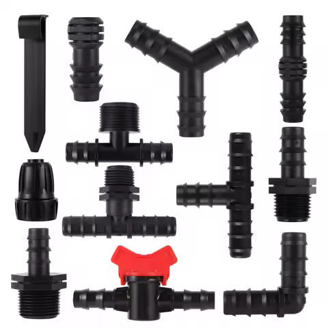 Garden Barb Irrigation Hose Connector DN16 to 3/4 or 1/2 Inch Fitting Connector for Irrigation Tube 