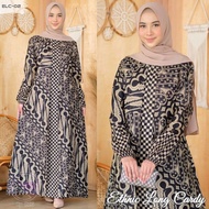baju gamis batik wanita kombinasi polos terbaru kekinian jumbo - parang gede xxl