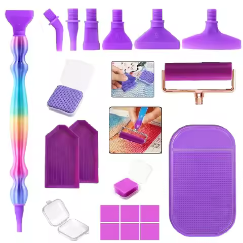 DIY diamond painting tool set, includes threaded interface elbow/1/3/6/9 scraper replacement heads, 