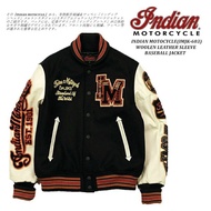 日本預訂 Indian motorcycle baseball jacket 皮袖棒球外套