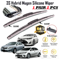 1pair(set) Toyota Altis Mugen Japan Silicone Wiper Blade Front Windscreen 3 Section Boneless Full Si