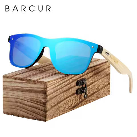 BARCUR Wood Glasses Bamboo Sunglasses Eyewear Accessories Female/Male Sunglasses Rimless for Men Gla