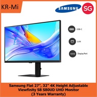 Samsung Flat 27”, 32” 4K Height Adjustable Viewfinity S8 S80UD UHD Monitor (3 Years Warranty)