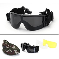 Ready Stock X800 Rail Version Tactical Goggles Three Lenses Shooting Glasses Outdoor Military Fan CS