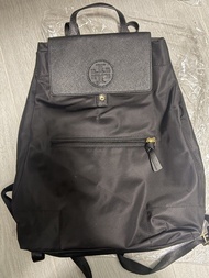 Tory Burch 黑色尼龍皮革背包