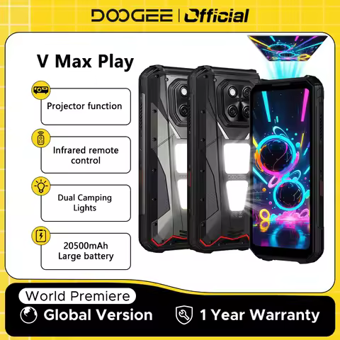 World Premiere DOOGEE V Max Play 5G Projector Rugged Phone 20500mAh Dual Camping Lights Dimensity 73
