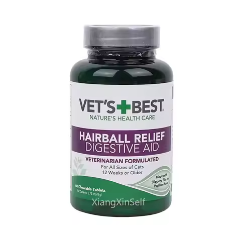 60 Tablets Vet's Best Pet Cat Hairball Relief Natural Digestive Aid & Hair Removal Supplement for Ca
