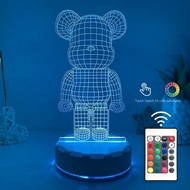 (XWJ Carnival)KAWS Bearbrick 3D Night Light LED Table Lamp Bearbrick/Kaws/Hug Bear/Sesame Street/Prototype