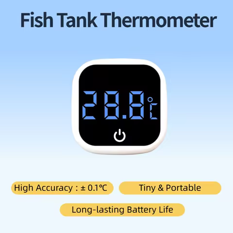Aquarium Thermometer USB Charging Digital Thermometer Stick-on Fish Tank Thermometer High Precision 