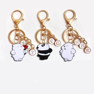 personalized customized anime we bare bears nama alphabet cute friendship keychain bag pendant student letter name custom charm huruf a-z customised birthday gift for girl and kids boy