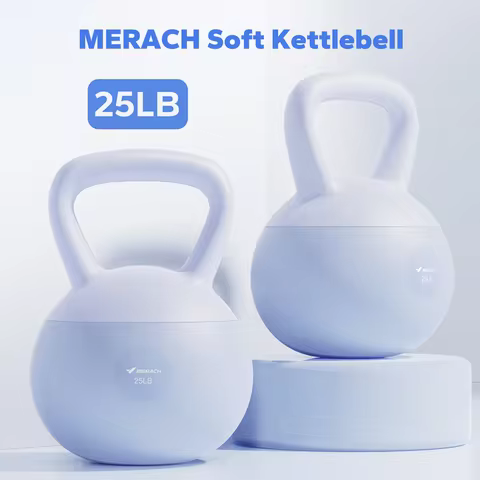MERACH Kettlebell Sand Filled Shock Absorbing 15/25 LB PVC Quiet Kettlebell for Home Gym Apartment F