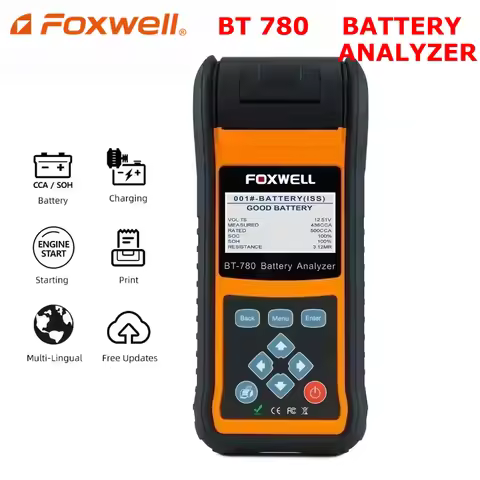 FOXWELL BT780 12V Car Battery Tester capacity AGM/GEL/EFB Analyzer with Built-in Printer Car Battery