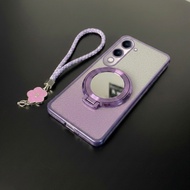 Vivo Y19s GT Y04 Y04s Y03 Y03t Y18 Luxury Glitter Case MirrorRing Free Lanyard Flower