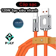 120W 6A fast charging cable zinc alloy and silicone 3 in 1 charging cable for iphone / Type-C / with