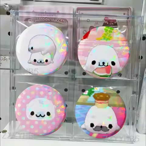 CUTE M-Mamegoma Seal Meme Coin Badges Tinplate Round Brooch Custom Anime Role Enamel Pins Gifts for 
